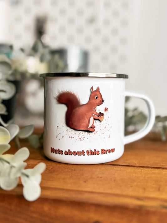 Squirrel Nuts About This Brew Enamel Mug 12oz